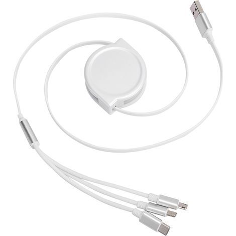 Câble de Charge Rapide Rétractable 3 en 1 pour iPhone et Téléphone Type‑C