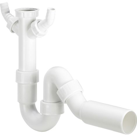 Piège à odeurs tubulaire 7985.32 en plastique blanc G1 1/2 x 50 mm