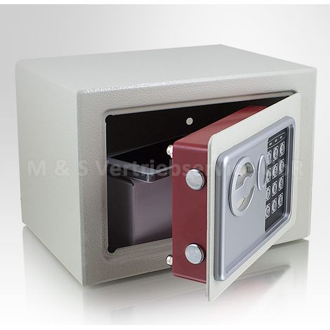 Bituxx Mini Tresor Zahlenschloss elektronisch Minisafe Wandtresor Wandsafe Grau Safe Maße(B/H/T): 230mm x 170mm x 170mm Türstärke: 3 mm