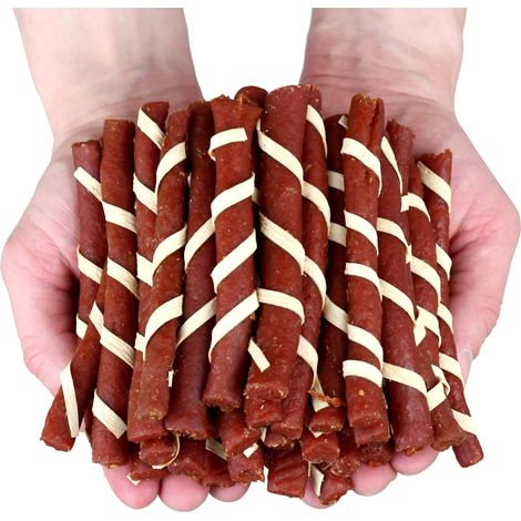 Snack per cani, bastoncini di agnello avvolti in pesce Hau&Miau 500g