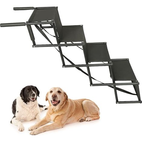 Échelle Légère De Rampe De Voiture De Chien De 5 étapes avec Les Escaliers d'animal Familier De Cadre en Métal De Pliage De Fond Antidérapant pour Les Voitures, SUV Et Lit Haut (1/5)