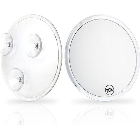 Miroir de maquillage grossissant x20 avec ventouse - Miroir grossissant rond de 150 mm - Idéal pour les voyages et le maquil mununo (1/4)