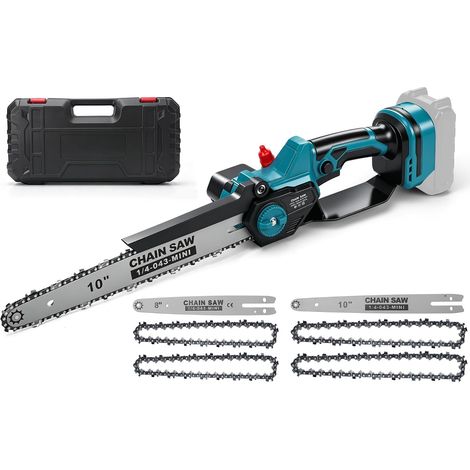 Mini tronçonneuse 2 en 1 de 25,4 et 20,3 cm avec 4 chaînes, compatible avec batterie 18 V, moteur sans balais 1000 W, scie d'élagage électrique pour jardin, entretien des arbres et bois de (1/5)