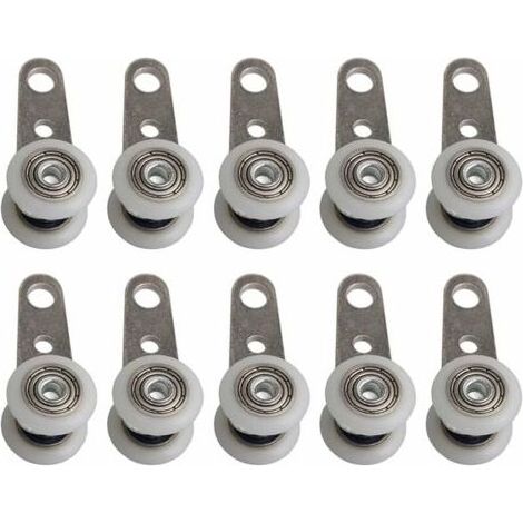 Lot De 10 Roulettes Pour Baies Vitrées Ou Portes Coulissantes - En Métal Et En Plastique - 4,5 X 1,9 Cm (1/5)