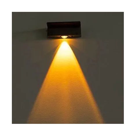 (0-5W-Noir-Jaune) Appliques solaires murales carrées d'extérieur, sans fil, étanches IP65, compatibles avec les jardins. (1/5)