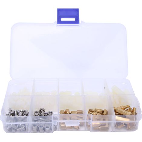 Kit de 180 pièces entretoises laiton et écrous hexagonaux nylon/inox M3, assortiment de vis et entretoises. (1/5)