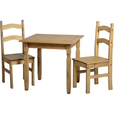 Rio Indoor Dining Set with 2 Chairs - Distressed Waxed Pine (1/2)