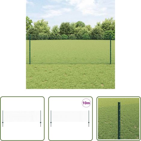 Gartenzäunen - Zaun mit Pfosten Grün 0,8 x 10 m Stahl und PVC (1/5)
