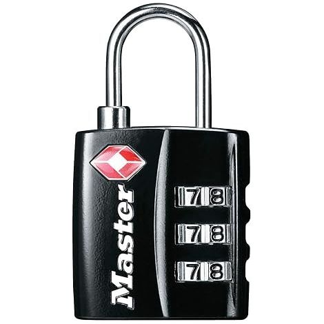 Master Lock 4680EURDBLK Cadenas à Combinaison TSA, Noir, 5,5 x 3 x 2,6 cm