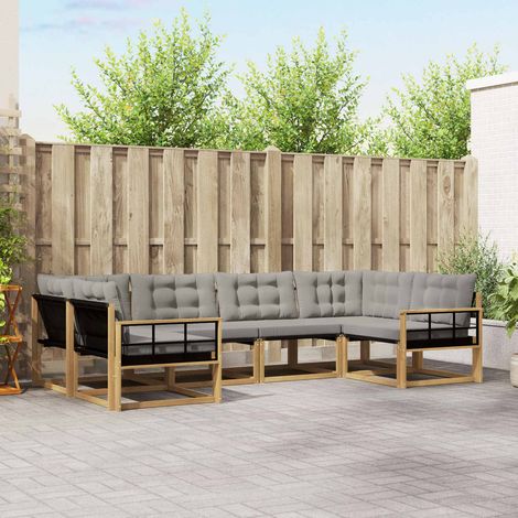 vidaXL Outdoor-Sofagarnitur mit Kissen 6 pcs Weiß und Hellgrau (1/5)