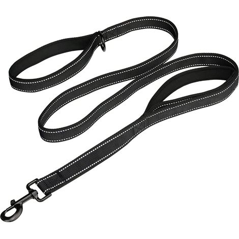 Grande laisse pour chien, 1,5 m Double poignées Laisse pour chien en nylon robuste et robuste avec 2 poignées rembourrées (1/5)