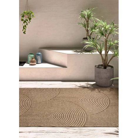 ATTICGO Tapis d'extérieur géométrique effet jute ACRA 42 Naturel 120x170 cm (1/5)