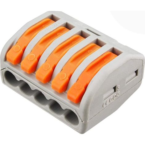 Connecteurs à levier à 5 ports, 50 pièces, bornes à connexion rapide, adaptés à différents types de câbles. (1/5)
