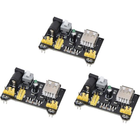 Alimentation module MB102 3 pièces pour breadboard, DC 6.5-12V USB, sortie 3.3V/5V, plaque prototype (1/5)