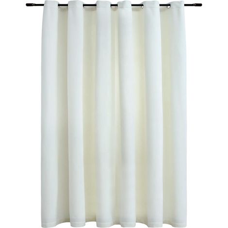 Blackout Curtain with Metal Rings Velvet Cream 290x245 cm vidaXL