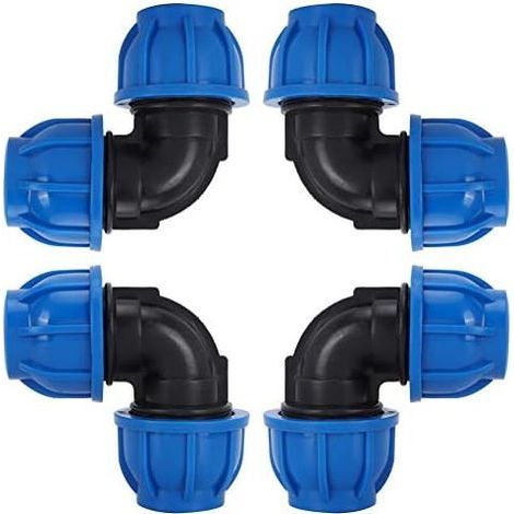 4 Pcs à 32mm Tuyau d'eau Coude Connecteur en PE Plastique Raccord Rapide Accessoires pour Purificateurs d'eau Potable(ø 32) (1/5)