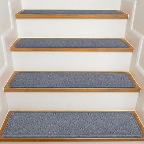 Lot de 15 Antiderapant Escalier, 20 x 76 cm Tapis De sécurité Marchettes d'escalier pour Enfants, Aînés et Animaux De Compagnie avec Adhésif Réutilisable, Gris Clair (1/5)