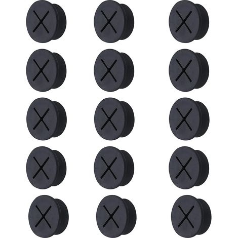 Silikon-Kabeltülle, Kabellochtüllen, Kabellochabdeckung, Kabeltülle, Kunststoff-Kabeltülle, runde Kabeltülle, für Büros, Aufbewahrungslochabdeckung, 15 Stück (1/5)