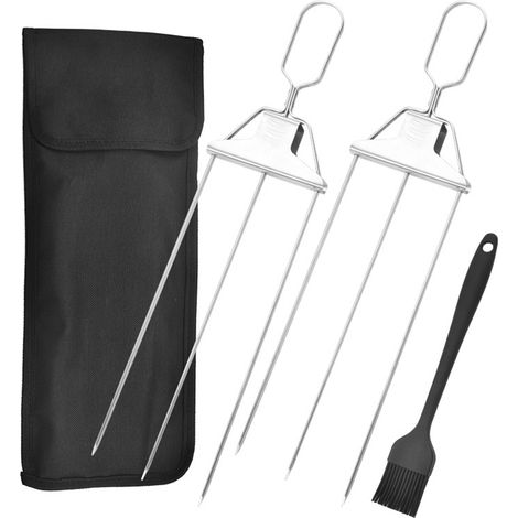 Fourchette À Barbecue - Acier Inoxydable - 3 Dents - Résistant À La Chaleur - Pour Viande Légumes Fruits - 37,5 Cm - Lot De 1 Ou 2 (1/5)
