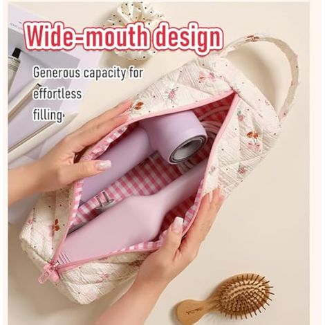 Sac de rangement portable pour sèche-cheveux, pochette de voyage pour outils de coiffage, pochette de rangement légère compatible avec la plupart des fers à friser et à lisser, sac de voyage rose (1/3)