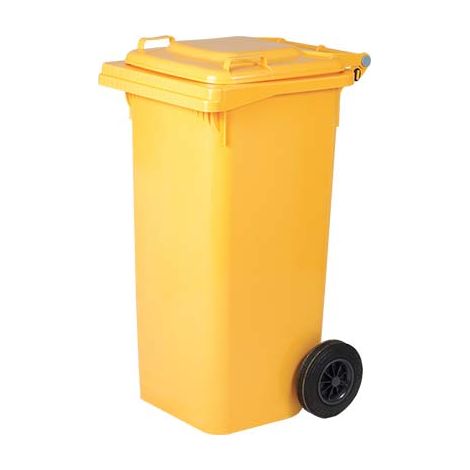 BIDONE QUADRO NETTEZZA URBANA CON RUOTE LT.120  cm.48x57x95h.  giallo    ICS