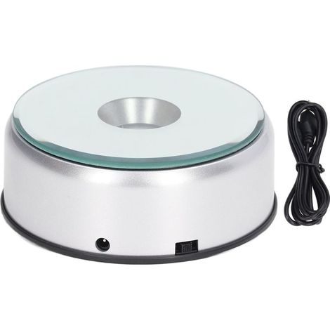 360° drehbarer Präsentationsständer mit LED-Beleuchtung, 80 Sekunden pro Umdrehung, USB-aufladbar, LED-Lichtsockel für Tassen und Kristalle (1/5)