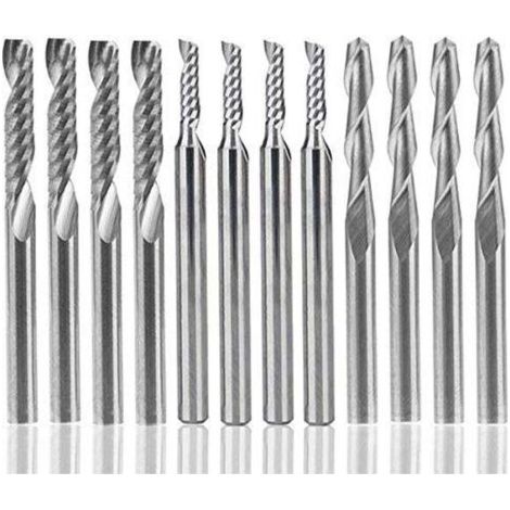 Lot de 12 fraises en carbure de tungstène, 4 fraises CNC 1/8\\ (1/5)