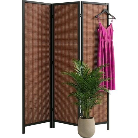 Relaxdays Paravent, 3-teilig, faltbarer Raumtrenner, H x B: 170 x 120 cm, Bambus, Wohnzimmer, Trennwand innen, braun