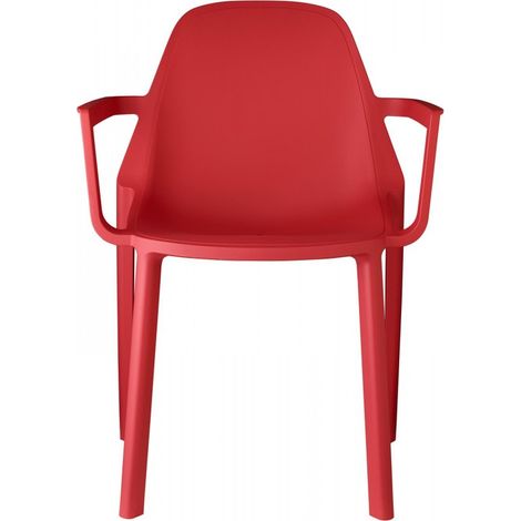 SEDIA PIU' con braccioli confezione da 4 pezzi rosso geranio (1/4)