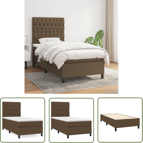 The Living Store Boxspringbett mit Matratze Dunkelbraun 100x200 cm Stoff - Boxspringbett - Doppelbett - Bettenrahmen - Schlafsystem - Matratze (1/5)