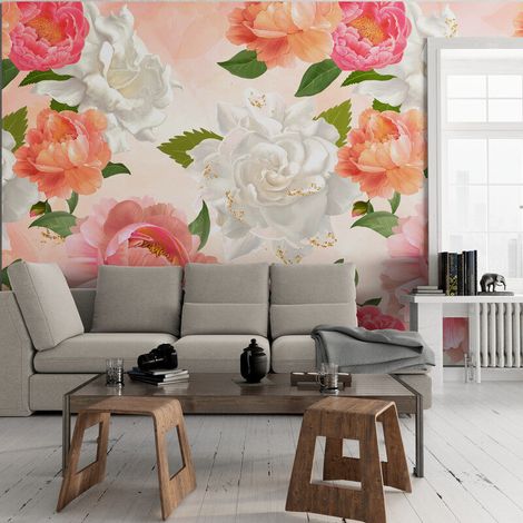 Papier Peint Floral - Jardin Pastel Romantique - 150 x 250 cm (1/2)