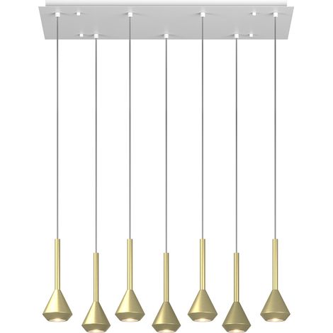 Lampadario Moderno Aygo Metallo Bianco Ottone 7 Luci Gu10