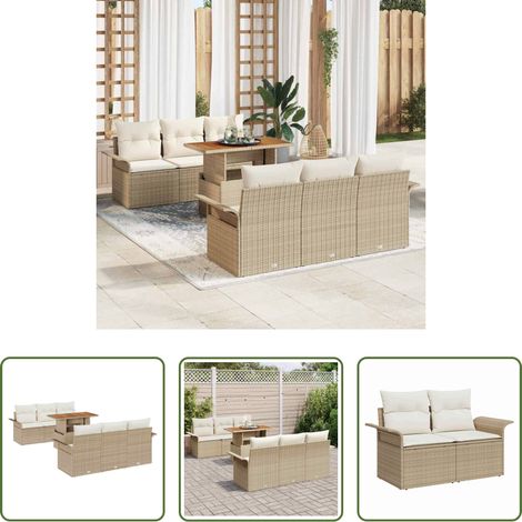 vidaXL Poly Rattan - Garten-Sofa-Set mit Speicher 7 pcs Beige Poly Rattan (1/5)