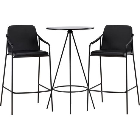 Ensemble Table de Bar & 2 Chaises "Bistro & Tvist" 105cm Noir
