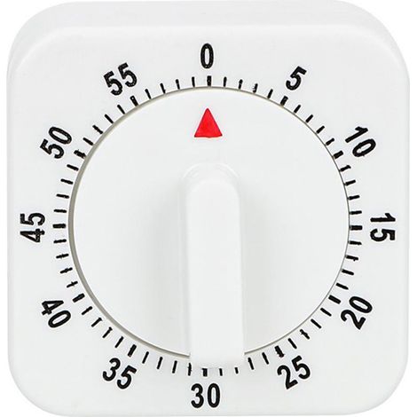 Minuteur mécanique 60 minutes, compte à rebours cuisine, rappel pratique pour pâtisserie, chronomètre sans pile, design compact.