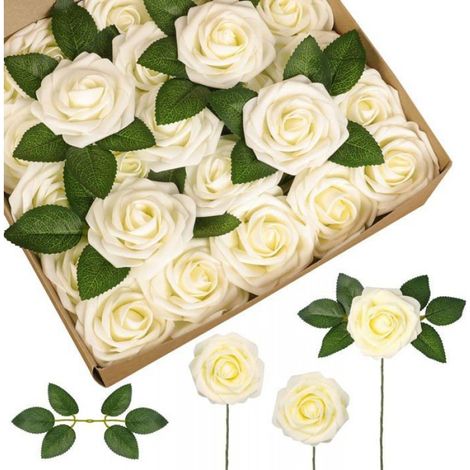Fleurs Artificielles - - Roses Blush - 25 Pcs - Tige Flexible - Décorations de Mariage (1/3)