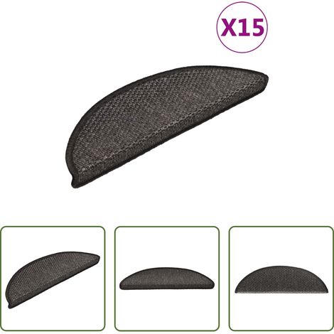 vidaXL Sisaloptik - Treppenmatten Selbstklebend Sisal 15 Stk. 56x17x3 cm Anthrazit (1/5)