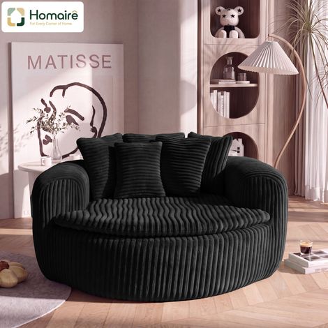 Canapé en velours côtelé noir 145 x 133 x 59 cm HOMAIRE (1/5)