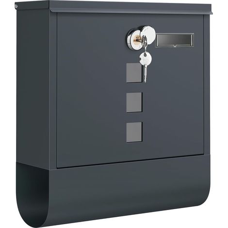 Boîte aux Lettres Murale, avec Serrure avec Couvercle Rotatif, Fenêtre de Visualisation, Porte nom, Compartiment à Journaux, Montage Facile, 10 x 30,8 x 33,8 cm, Gris Anthracite (1/5)