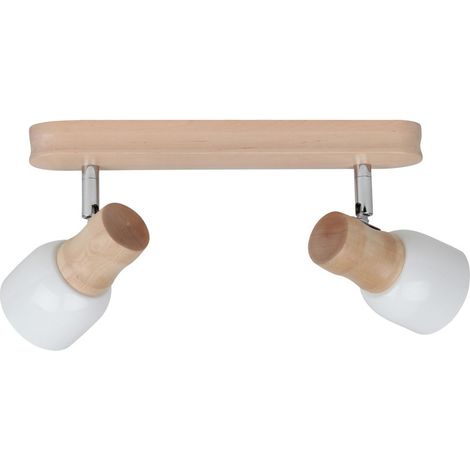 Plafonnier en Bouleau Naturel Design Scandinave 2 Douilles SVANTJE (1/2)