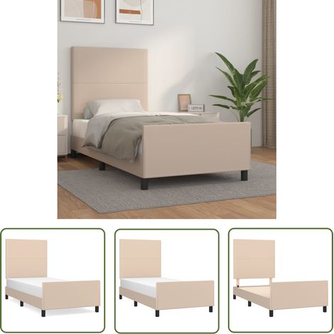 The Living Store Cadre de lit sans matelas cappuccino 100x200 cm similicuir - Cadre De Lit - Lit Capitonné - Lit Double - Literie - Meubles De Chambre (1/5)
