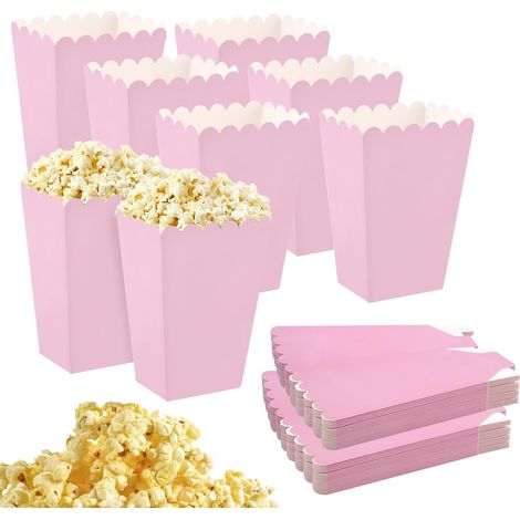 48 Pièces Boîtes À Pop-Corn Et Bonbons, Carton Boîte À Popcorn Pour Placer Collations De Fête, Bonbons, Pop-Corn Dans Théâtres, Cinémas, Carnavals, Papier, Rose (1/5)