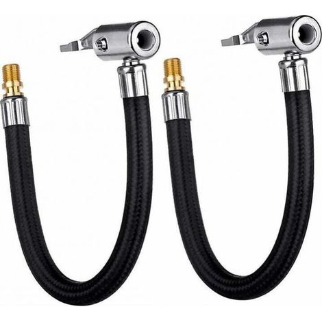 20 cm Auto Voiture Air Pneu Pneu Mandrin Gonfleur Pompe Tuyau Adaptateur Valve Tuyau Outil (2 pcs) (1/4)
