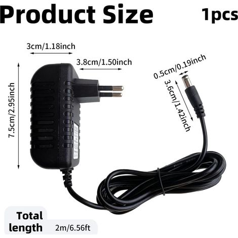 9V 0,5A Gleichstromadapter, 9V Gitarrenpedal-Netzteil, 5,5 mm x 2,5 mm Netzadapter, universelles Netzteil mit Pluspol in der Mitte für stabile Stromversorgung (1/5)