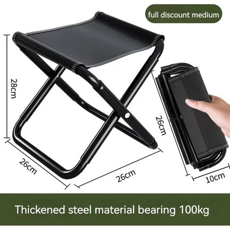 (A02-M) Chaise d'extérieur pliable en aluminium, portable, idéale pour le camping, la pêche et la randonnée. Tabouret de jardin pliable avec rangement mini. (1/4)