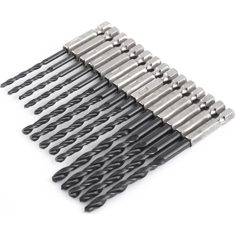 Lot de 15 forets hélicoïdaux à queue hexagonale en acier rapide de 3/4/5 mm pour outils électroportatifs de travail du bois