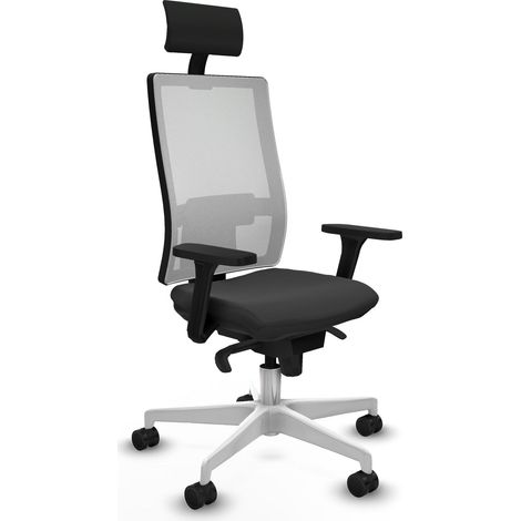 Sedia da ufficio piqueras y crespo Horna bianco mesh similpelle