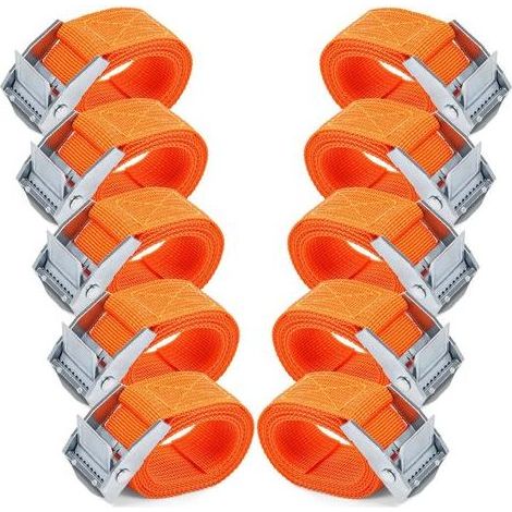 TAISHENGDA 1M Spanngurte – 10 Stück Ratschengurte mit Klemmschnallen, rostfreie Legierung, verstellbare Schnellspanngurte zum Transport von Fahrrädern, Motorrädern und Gepäck – Orange (1/5)