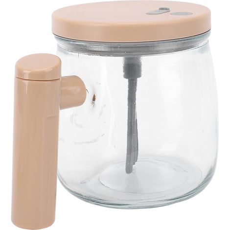 Tasse à café en verre de 400 ml avec mélangeur automatique, couvercle et poignée, idéale pour la maison et le bureau. (1/5)