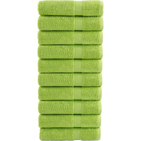 Serviettes de douche haut de gamme SOLUND, lot de 10, vert pomme, 70 x 140 cm, 600 g/m²